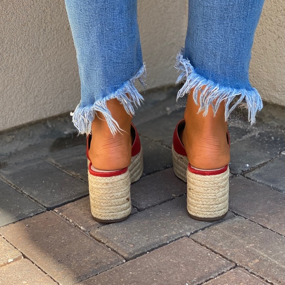 Genuine Leather Espadrille Wedge Flat Platform - Picture 10 of 13